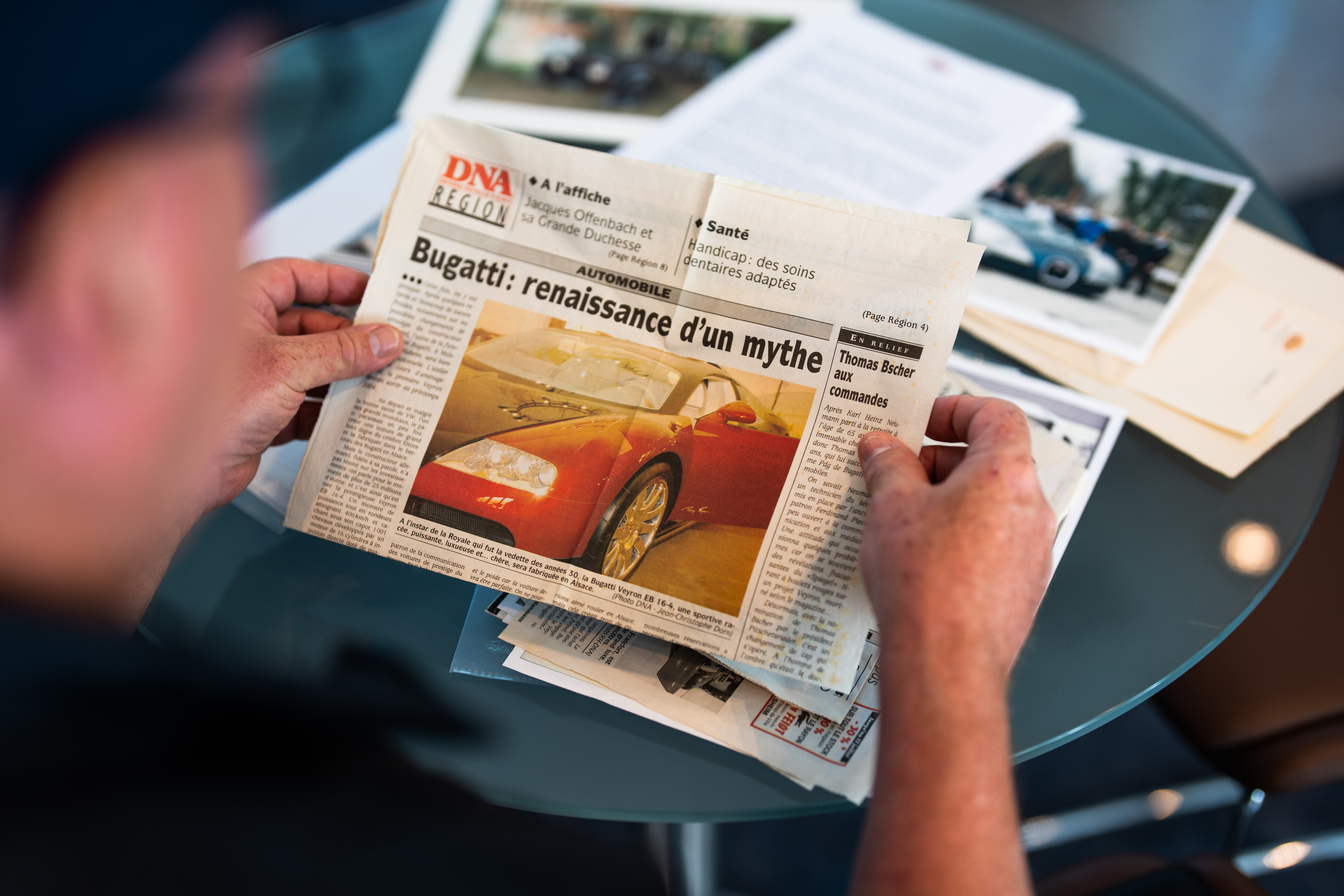 A press clipping from the time of Bugatti's return to Molsheim, among the archives Patrick Burk has kept over the years.
